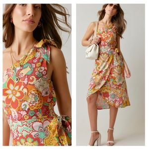 🌼New Francesca’s Dahlia Floral One Shoulder Tied Wrap Dress🌼